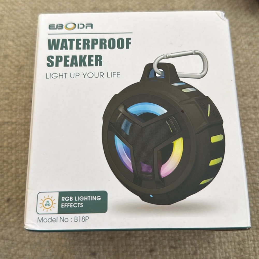 NEW. Eboda Waterproof Shower Speaker. Portable LED Light.
